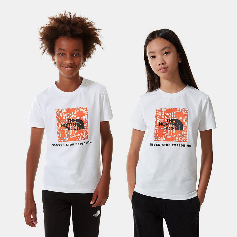 The North Face Box Παιδικα T Shirt - Ασπρα / Κοκκινα (NJMF23504)